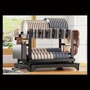 1pc Large Capacity 2-Tier Dish Drying Rack with Drainboard, Double-Layer Bowl & Cup Rack, Detachable Over The Sink Organizer for Kitchen Counter, Black & White - Ideal for Plates, Bowls, Cups & Cutlery Storage, Dish Drying Ra