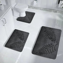 3 Piece Bathroom Mat Memory Foam Ultra Soft and Absorbent Leaf Bath Rugs Thick Washable For Bathroom Toilet Tub Mat Set