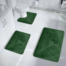 3 Piece Bathroom Mat Memory Foam Ultra Soft and Absorbent Leaf Bath Rugs Thick Washable For Bathroom Toilet Tub Mat Set