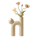 Luxury Cat Vase - Beige Resin Tube-Shaped Home Decor for Bedroom/Bar, Minimalist Tabletop Sculpture (No Flowers Included)