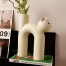 Luxury Cat Vase - Beige Resin Tube-Shaped Home Decor for Bedroom/Bar, Minimalist Tabletop Sculpture (No Flowers Included)