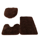 3pc Bathroom Set Rug Mat Toilet Lid Cover Plain Solid Color Bathmats Rugs Kit Non-Slip Fluffy Home Carpets For Bathroom