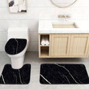 Golden Crack Luxury Black Marble Bathroom Set - Soft Non Slip Contour Mat, Toilet Lid, and Bath Mat for Elegant Home Decor