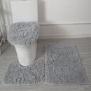 3pc Bathroom Set Rug Mat Toilet Lid Cover Plain Solid Color Bathmats Rugs Kit Non-Slip Fluffy Home Carpets For Bathroom