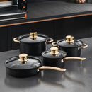 YUEDISI New Arrival 8Pcs Stainless Steel Cookware Set with Golden Handle for Home Cooking Kitchen Pots and Pan Set