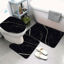 Golden Crack Luxury Black Marble Bathroom Set - Soft Non Slip Contour Mat, Toilet Lid, and Bath Mat for Elegant Home Decor