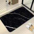 Golden Crack Luxury Black Marble Bathroom Set - Soft Non Slip Contour Mat, Toilet Lid, and Bath Mat for Elegant Home Decor
