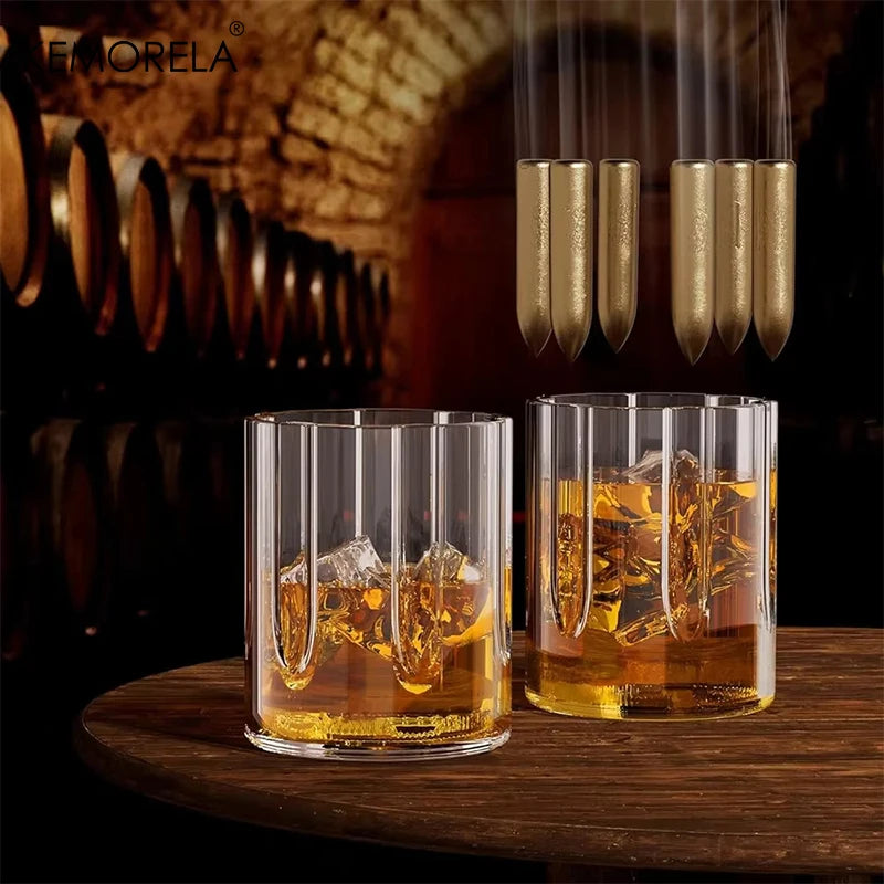 KEMORELA Revolver Glass Decanter Whiskey Glass Set Wine Dispenser Bar Drinking Container Glass Bottle Exquisite Men's Gifts