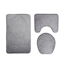Set of 3 Bathroom Bath Mat Set Soft Non Slip 2PCS Cobblestone Mat Bathroom Rug Absorbent Shower Carpets Toilet Lid Cover Floor
