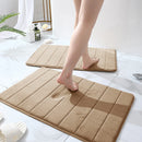 Memory Foam Bathroom Rugs Set Non Slip Extra Soft Water Absorbent Machine Washable & Dry Shower Toilet Mats for Tub Floor Beige