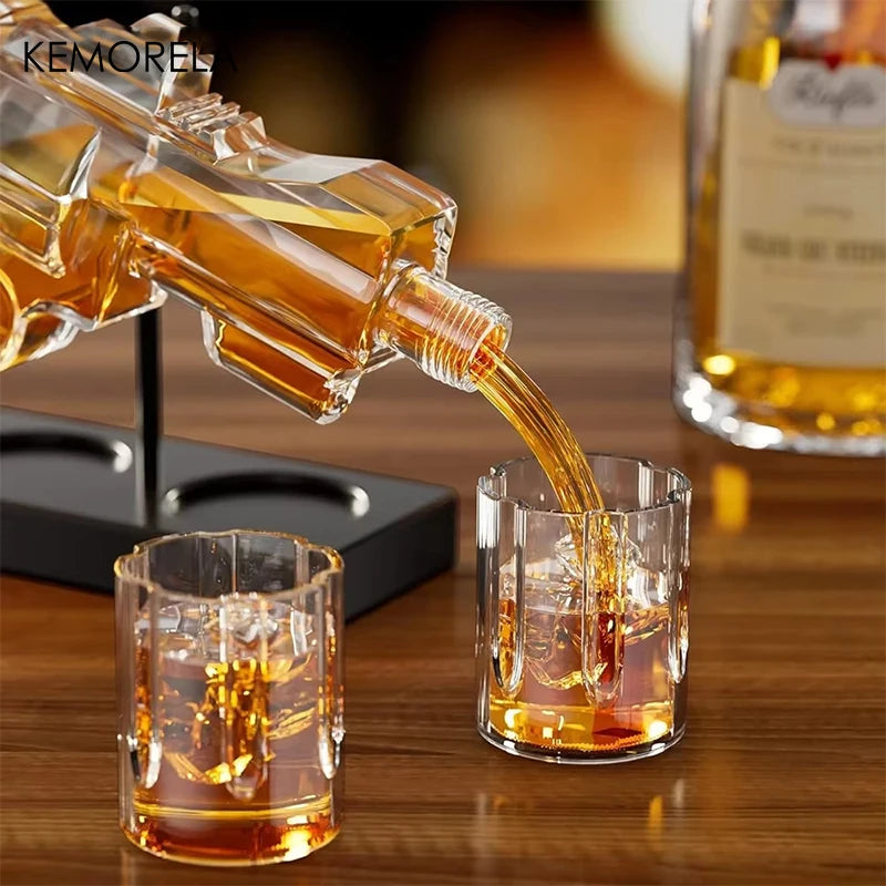 KEMORELA Revolver Glass Decanter Whiskey Glass Set Wine Dispenser Bar Drinking Container Glass Bottle Exquisite Men's Gifts