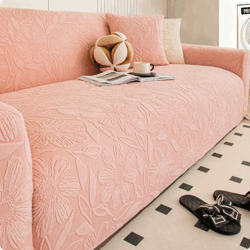 Capa de Sofá Bloom Premium | Textura Floral em Relevo e Toque Aconchegante